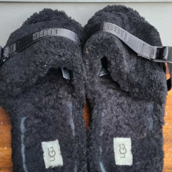 UGG Black Fluffita Slide Shearling Platforms size 9 - Picture 13 of 13